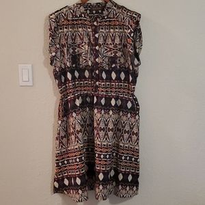 Ikat-like print shirt dress